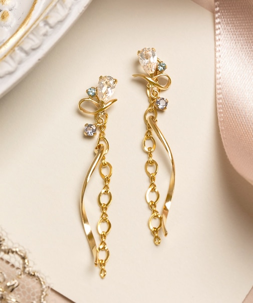 K18・K10 トパーズ ブルードナウ 2WAYピアス