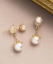 K18・K10 アコヤパール  ヤドリギ 2WAYスイングピアス