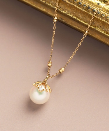 K10 アコヤパール  ヤドリギ ネックレス&ネックレスチャームセット