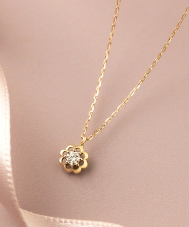 K10 ダイヤモンドネックレス フリルスワール( YG)