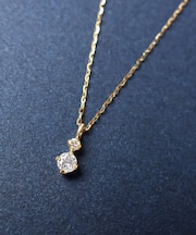 K10ダイヤモンド ホワイトトパーズシンプルネックレス( YG)