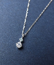 K10ダイヤモンド ホワイトトパーズシンプルネックレス( WG)