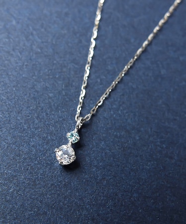 K10ダイヤモンド　ホワイトトパーズシンプルネックレス( WG)