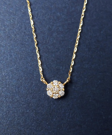 K18ダイヤモンド フラワーパヴェネックレスＭ