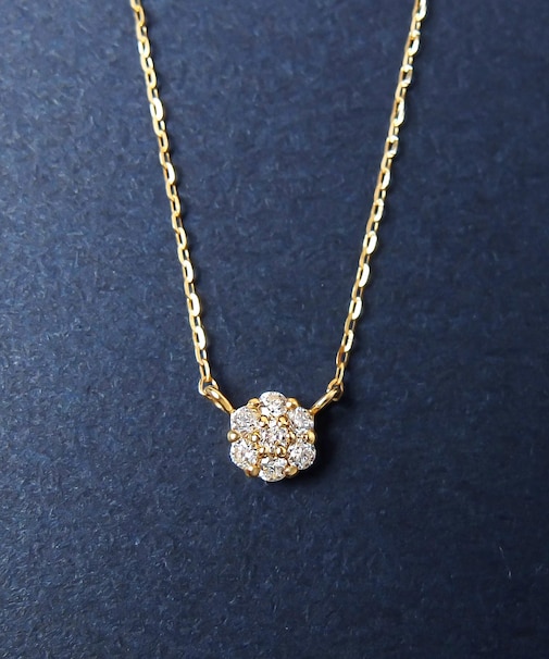 K18ダイヤモンド フラワーパヴェネックレスＭ