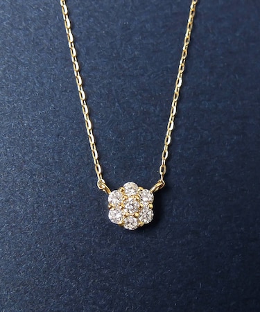 K18ダイヤモンド フラワーパヴェネックレスL
