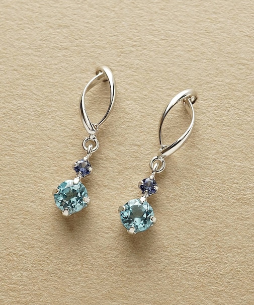 K14・K10 ブルートパーズ ダブルライン スイングピアス( WG)