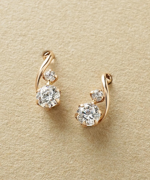 【Lively】K10 ヒネリライン ワンポイントピアス( PG)