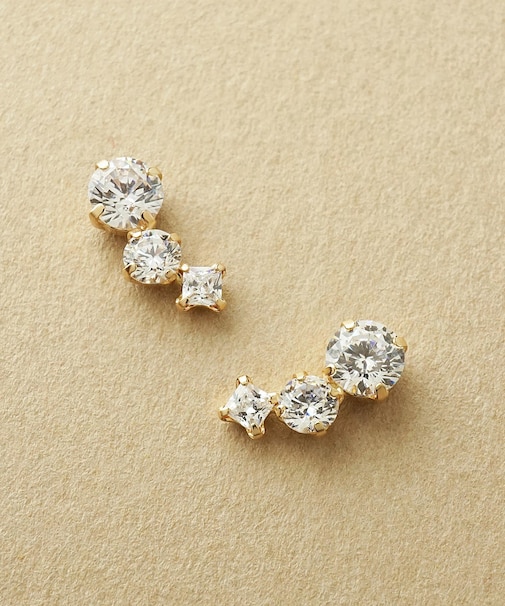 【Lively】K10 キュービックジルコニア　グラデミーティア ピアス( YG)