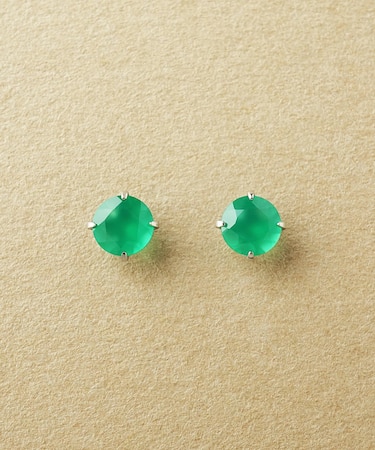[ セカンドピアス]Pt グリーンメノウピアス(4mm)