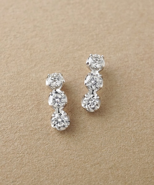 K14・K10 モアサナイト トリロジーピアス （ WG）｜テイクアップの通販