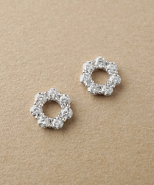 K14・K10 モアサナイト サークルフラワーピアス( WG)｜テイクアップの