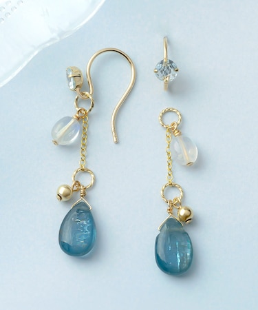 (大きめ丸カン）GF カイヤナイト チャームセット ピアス