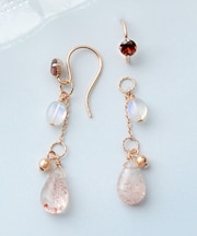 (大きめ丸カン）GF オレゴンサンストーン チャームセット ピアス