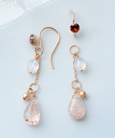 (大きめ丸カン）GF オレゴンサンストーン チャームセット ピアス