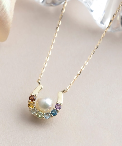 K10 レインボー&ホースシューネックレス