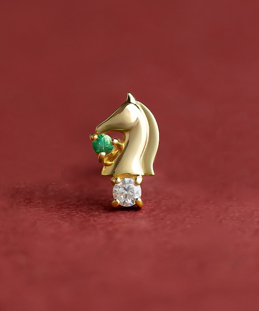 【 Solo Pierce】K18・K10 チェス 騎士( ナイト) ハーフピアス