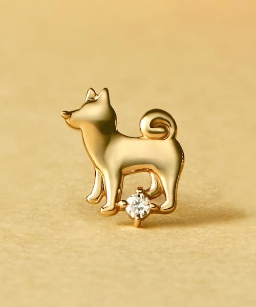 柴*犬様 K18ピアス Solo Pierce】K18・K10 柴犬 ハーフピアス｜テイクアップの通販｜&mall