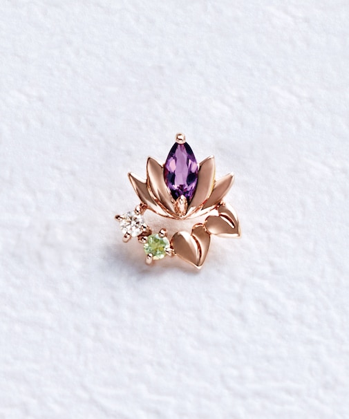 【 Solo Pierce】K18・K10 睡蓮 ハーフピアス