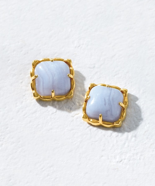 SV・K10 フラッフィクラウド ブルーレースアゲートピアス｜テイク