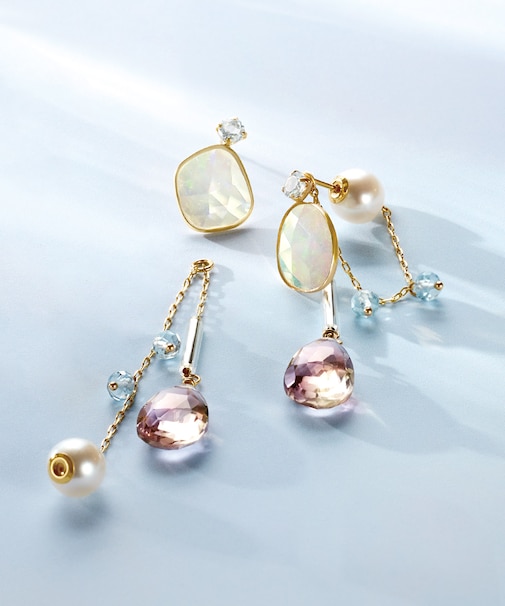 K10 オパール&アメトリン 3WAYピアス