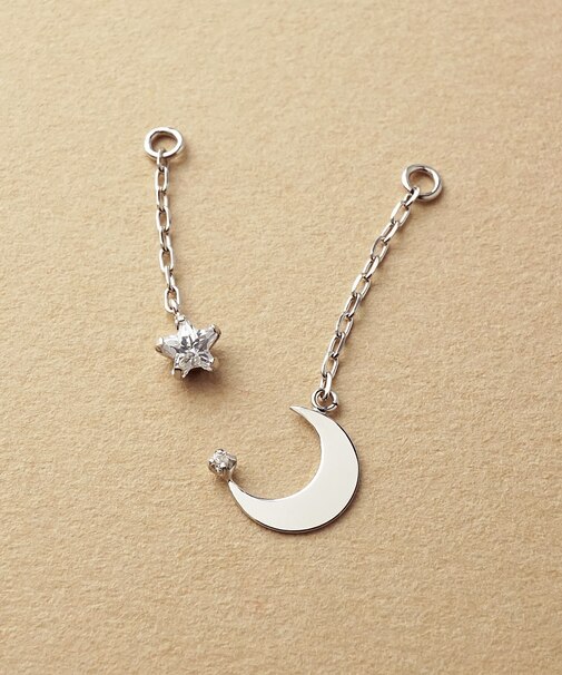 【 Palette】K10 ダイヤモンド 星&月チャーム( WG)