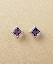 [ セカンドピアス]Ptアメジスト スクエアカットピアス