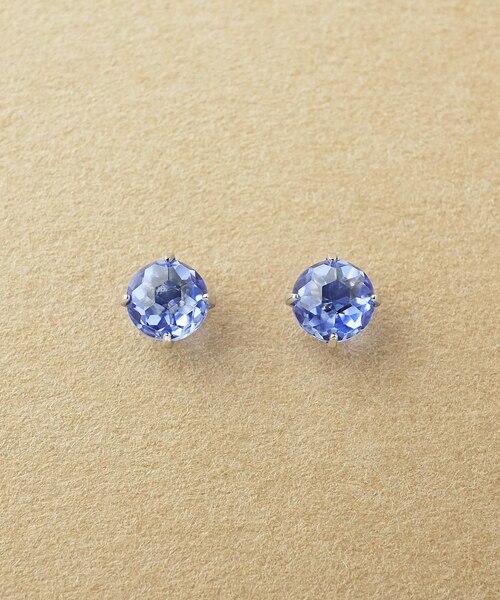 [セカンドピアス] Ptリリィカットブルークォーツピアス