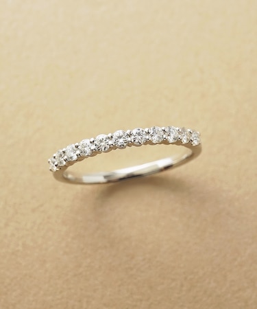 K10 モアサナイト ハーフエタニティ 11石 ピンキーリング （ WG）