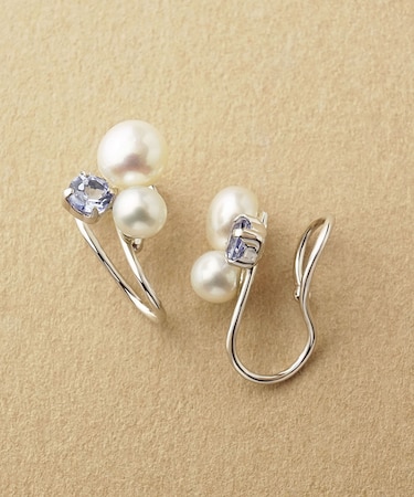 [ フワットイヤリングス]タンスイパール＆タンザナイト　イヤリング