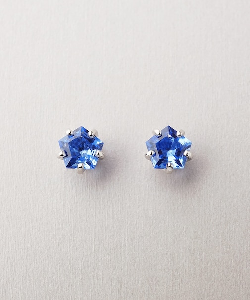 [ セカンドピアス]Pt ブルークォーツペンタゴンカットピアス