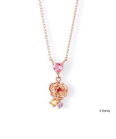 【プリンセスメッセージカード&BOX付き】ディズニープリンセス ベル /【K10ピンクゴールド】ネックレス