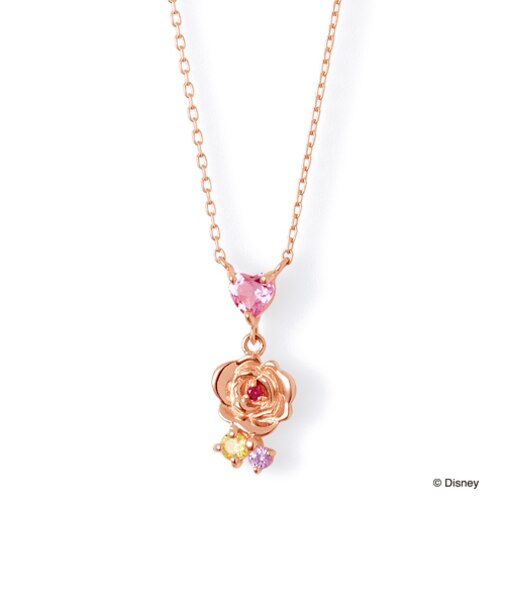 【プリンセスメッセージカード&BOX付き】ディズニープリンセス ベル /【K10ピンクゴールド】ネックレス