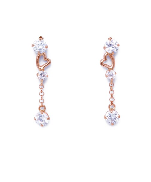 【K10ピンクゴールド】キュービックジルコニア ピアス