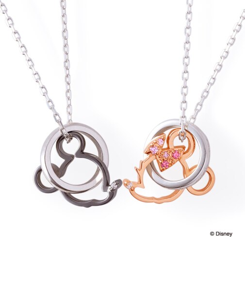 【Disney限定ジュエリーBOXでお届け】ディズニー ミッキー&ミニー / シルバー ペア ネックレス