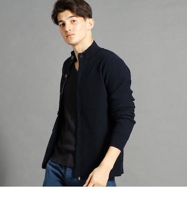 【ex/tra】スタンドカラーニットブルゾン