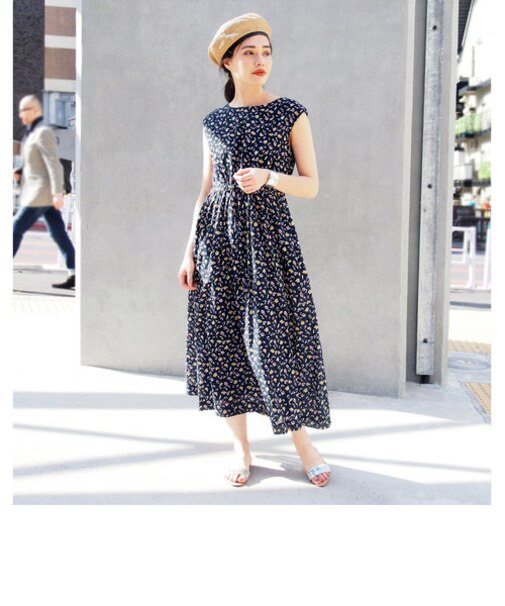 レオパード・フラワー柄ロングワンピース