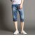 色落ち加工デニムハーフパンツ