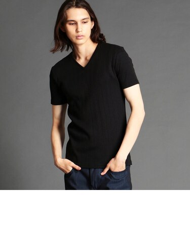 ストライプ柄Vネックカットソー