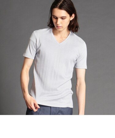 ストライプ柄Vネックカットソー