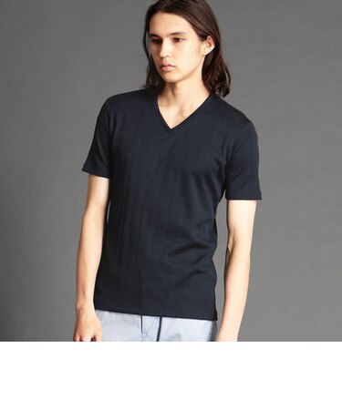 ストライプ柄Vネックカットソー