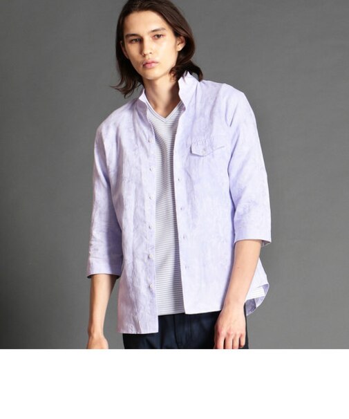 ボタニカルジャカードスタンドカラーシャツ