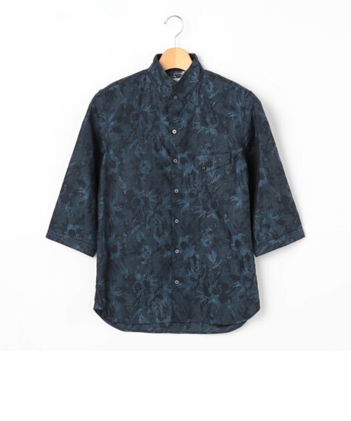 ボタニカルジャカードスタンドカラーシャツ