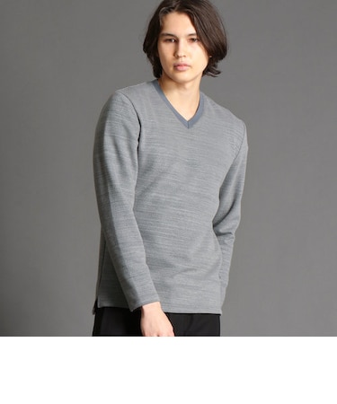 メランジダブルフェイスVネックカットソー