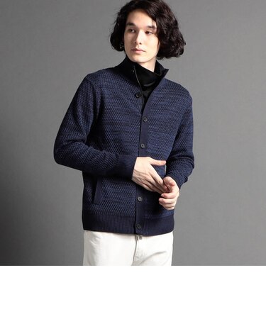 ジオメトリックジャカード スタンドニットブルゾン