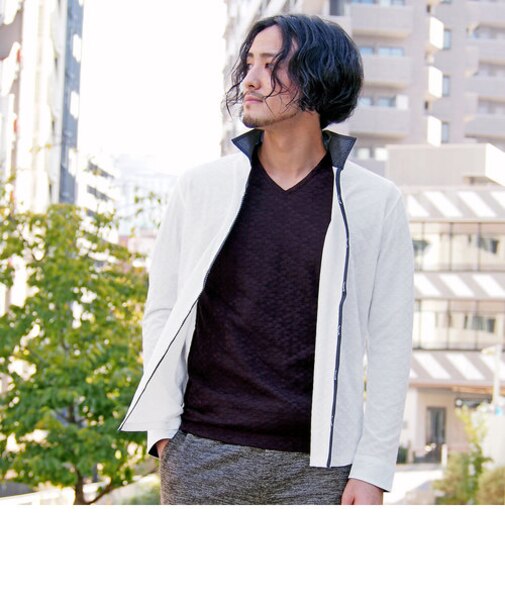 市松柄リンクスジャカードカットソーシャツ