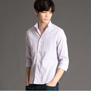 タックジャカード7分袖シャツ