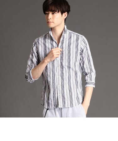 タックジャカード7分袖シャツ