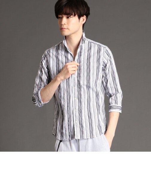 タックジャカード7分袖シャツ