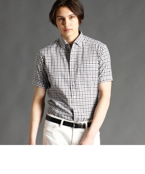 ギンガムチェック半袖ドレスシャツ
